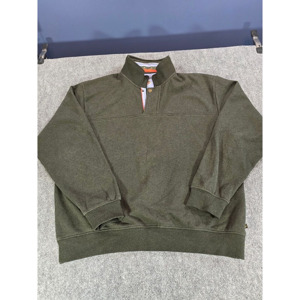 Orvis Mens XL Olive Green Quarter Zip Pullover Mock Neck Outdoor Sweater